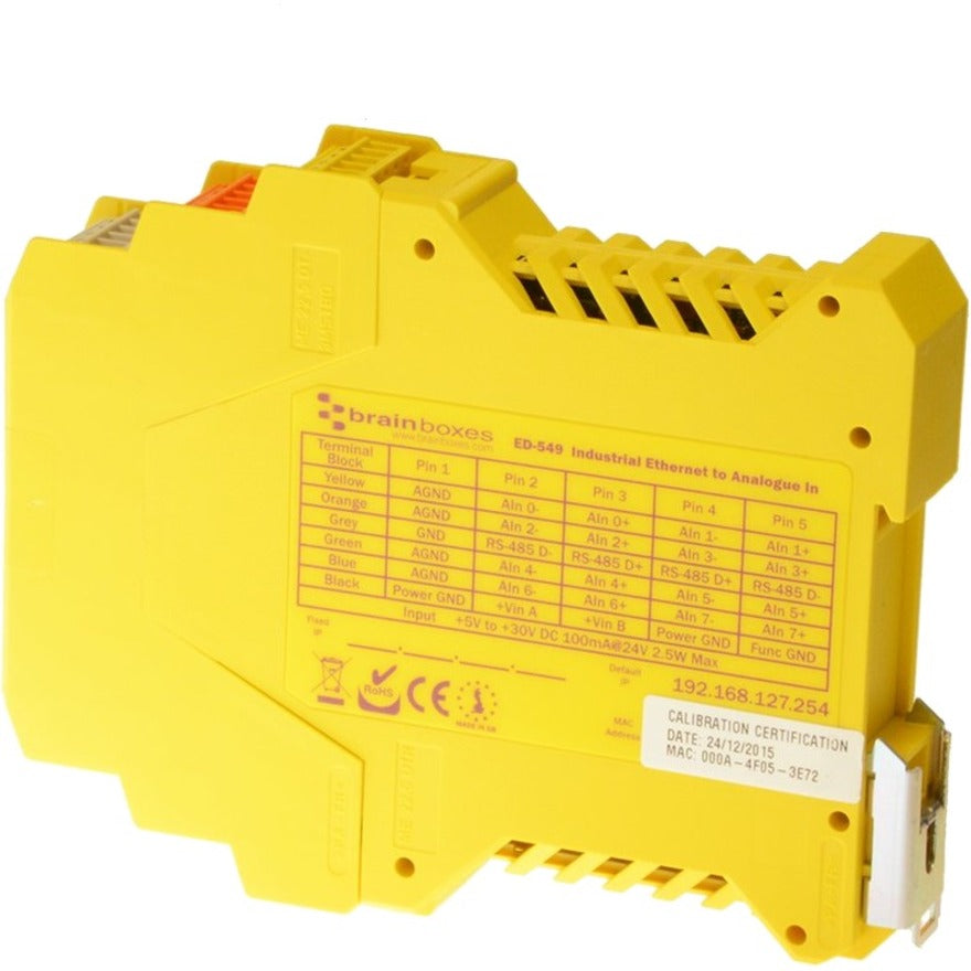 Brainboxes - Ethernet to 8 Analogue Inputs + RS485 Gateway ED-549
