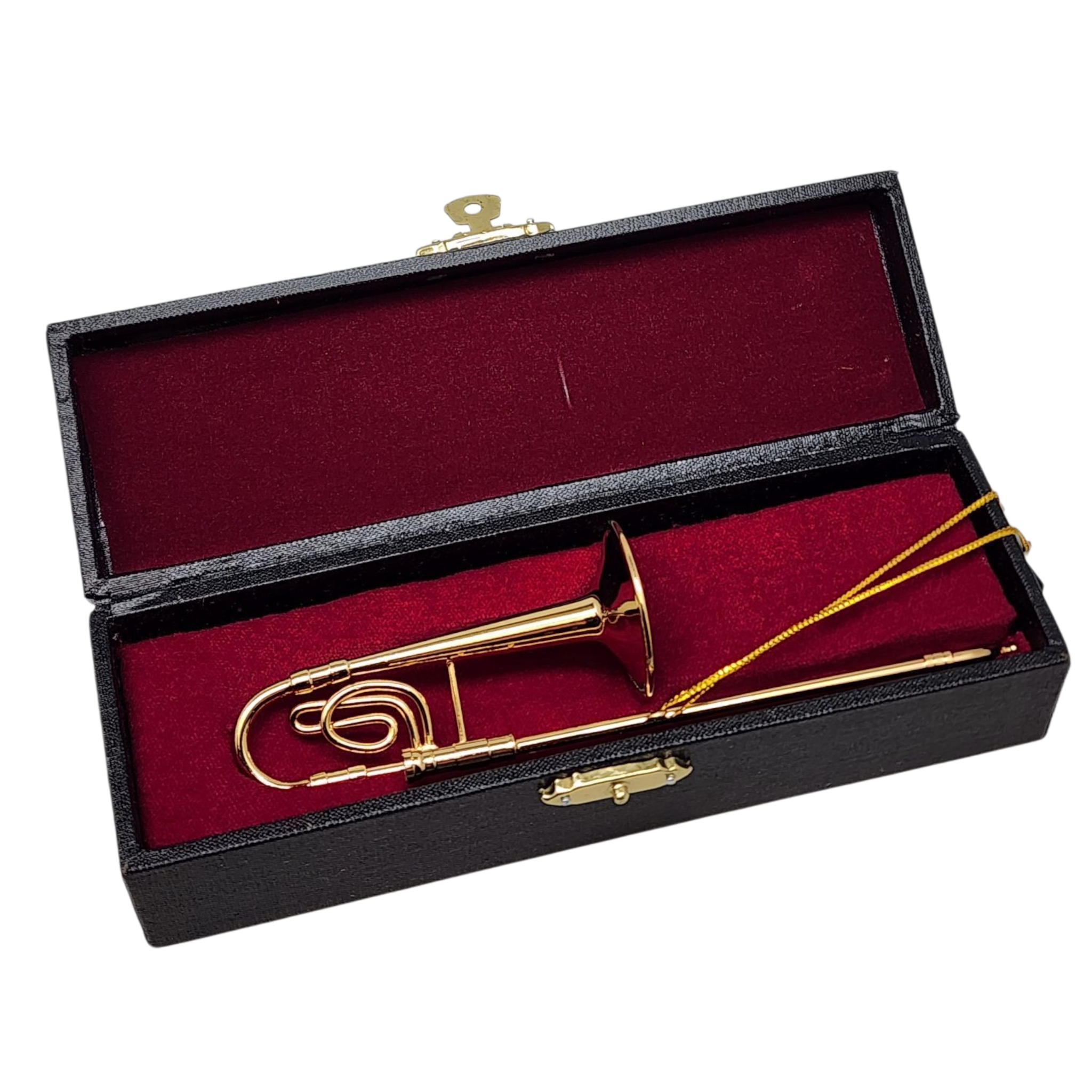 Brass Trombone Ornament with Case