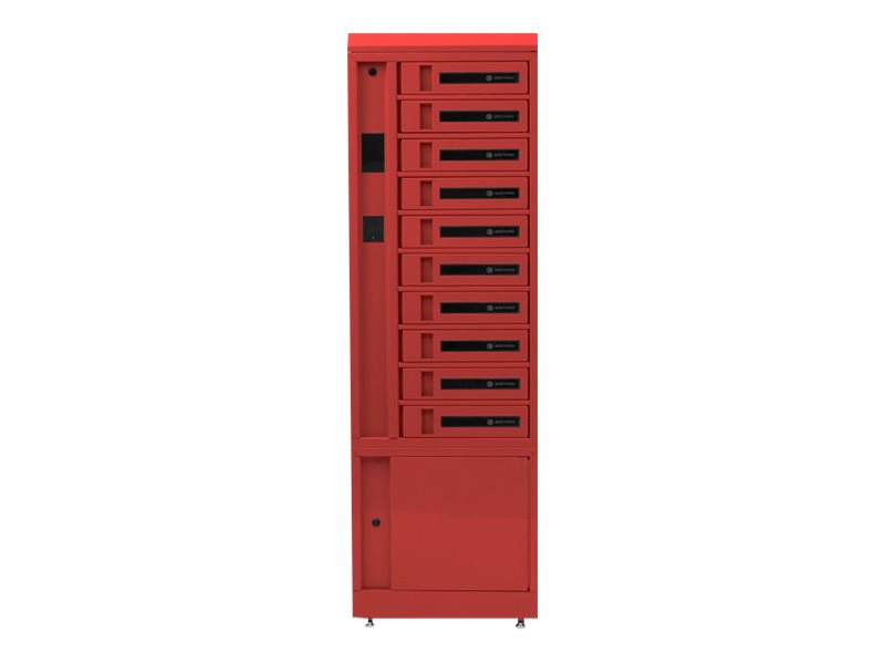 Bretford TechGuard Connect - Cabinet unit (charge only) - for 10 notebooks/tablets/cellular phones - lockable - steel - red - TCLAUS150EF33