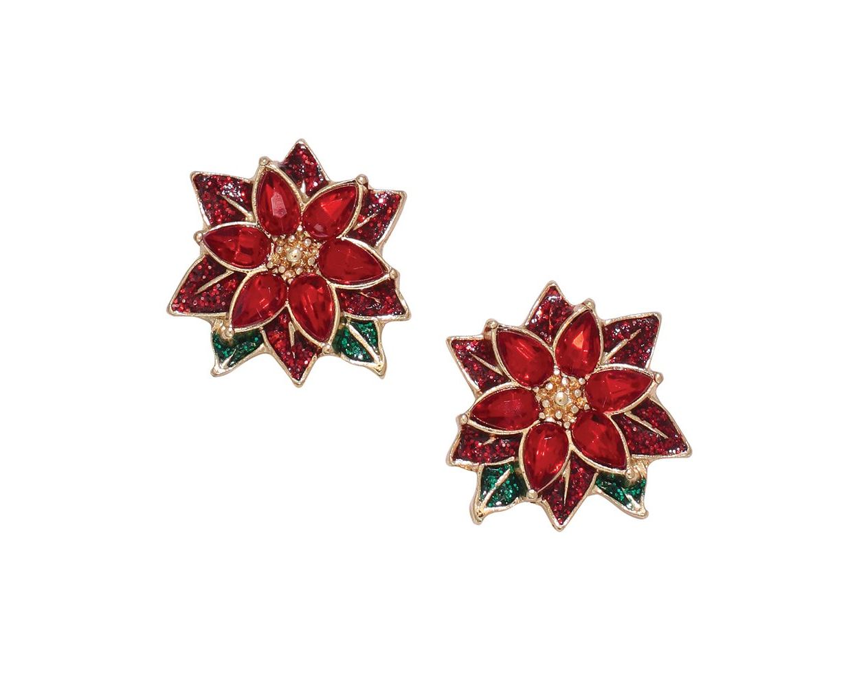 Brilliant Crystal Poinsettias Earrings