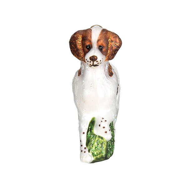 Brittany Spaniel Glass Ornament