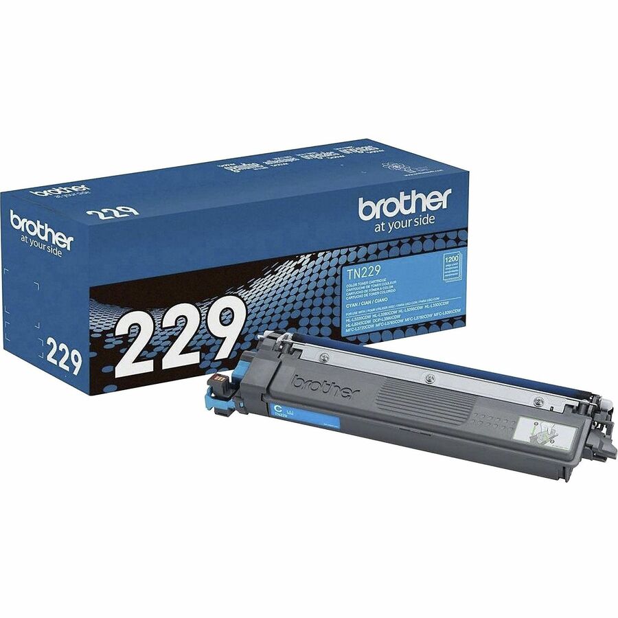 Brother Genuine TN229C Standard Yield Cyan Toner Cartridge - Laser - Cyan - Standard Yield