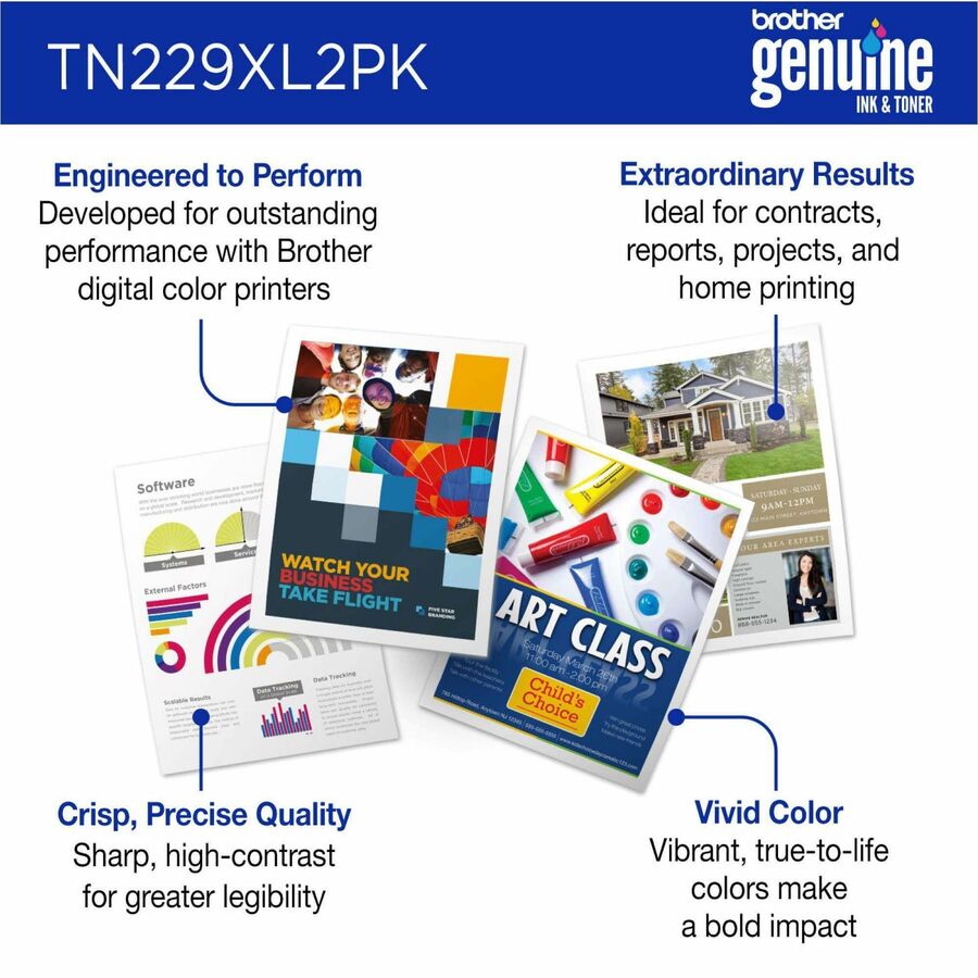 Brother Genuine TN229XL2PK High-yield Black Toner Cartridge Twin-Pack - Laser - Black - Hi