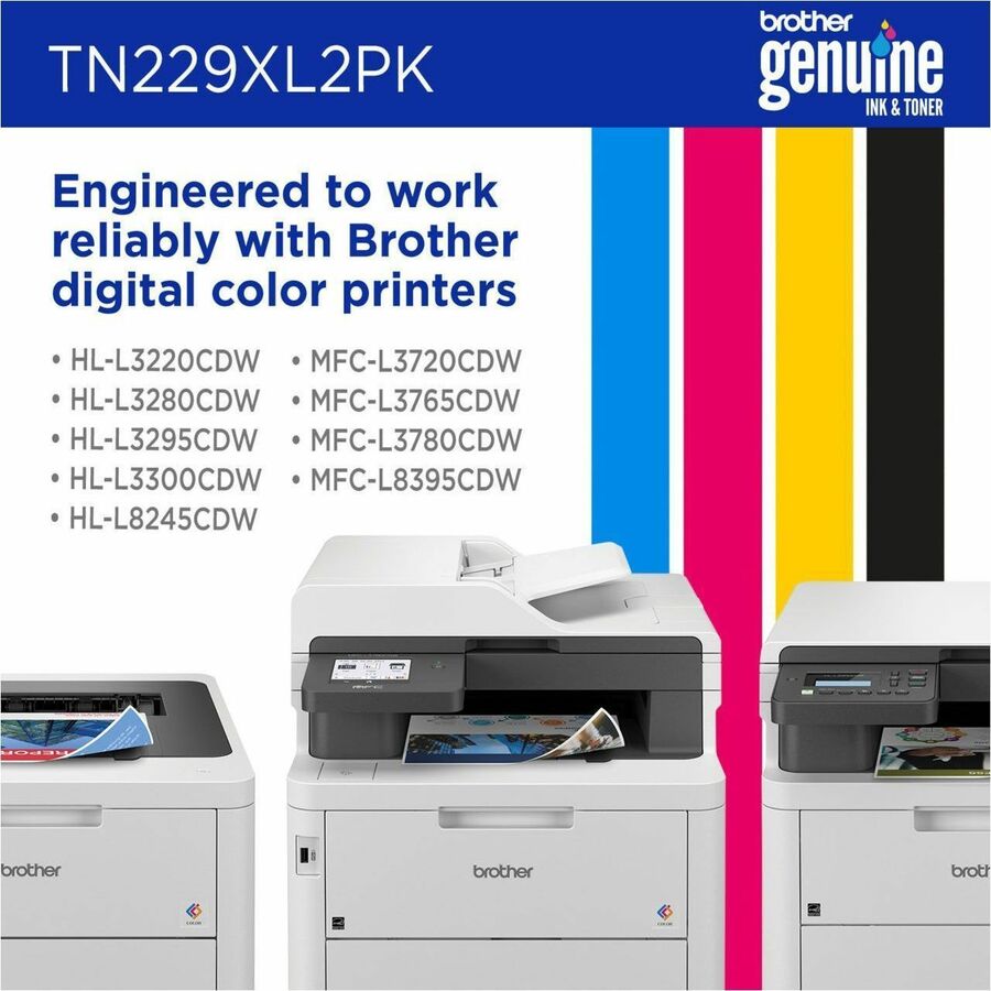Brother Genuine TN229XL2PK High-yield Black Toner Cartridge Twin-Pack - Laser - Black - Hi