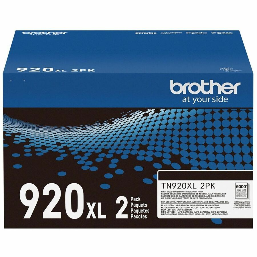 Brother Genuine TN920XL2PK High-yield Toner Cartridge Twin Pack - Laser - Black - High Yie