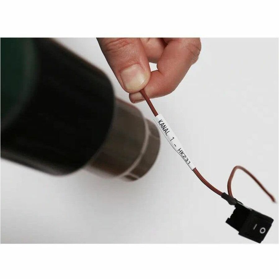 Brother HSe-251E Heat Shrink Tube Tape Cassette - Black on White, 21.0mm wide - 45/64"