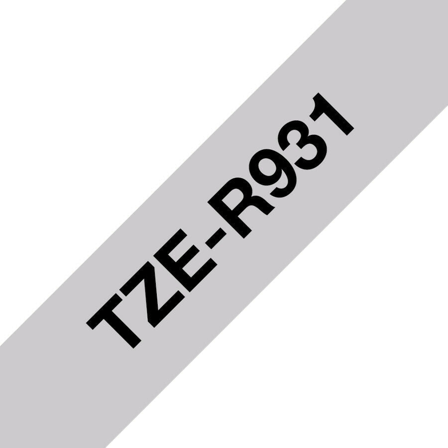 Brother TZe-R931 Ribbon Tape Cassette - Black on Silver, 12mm Wide