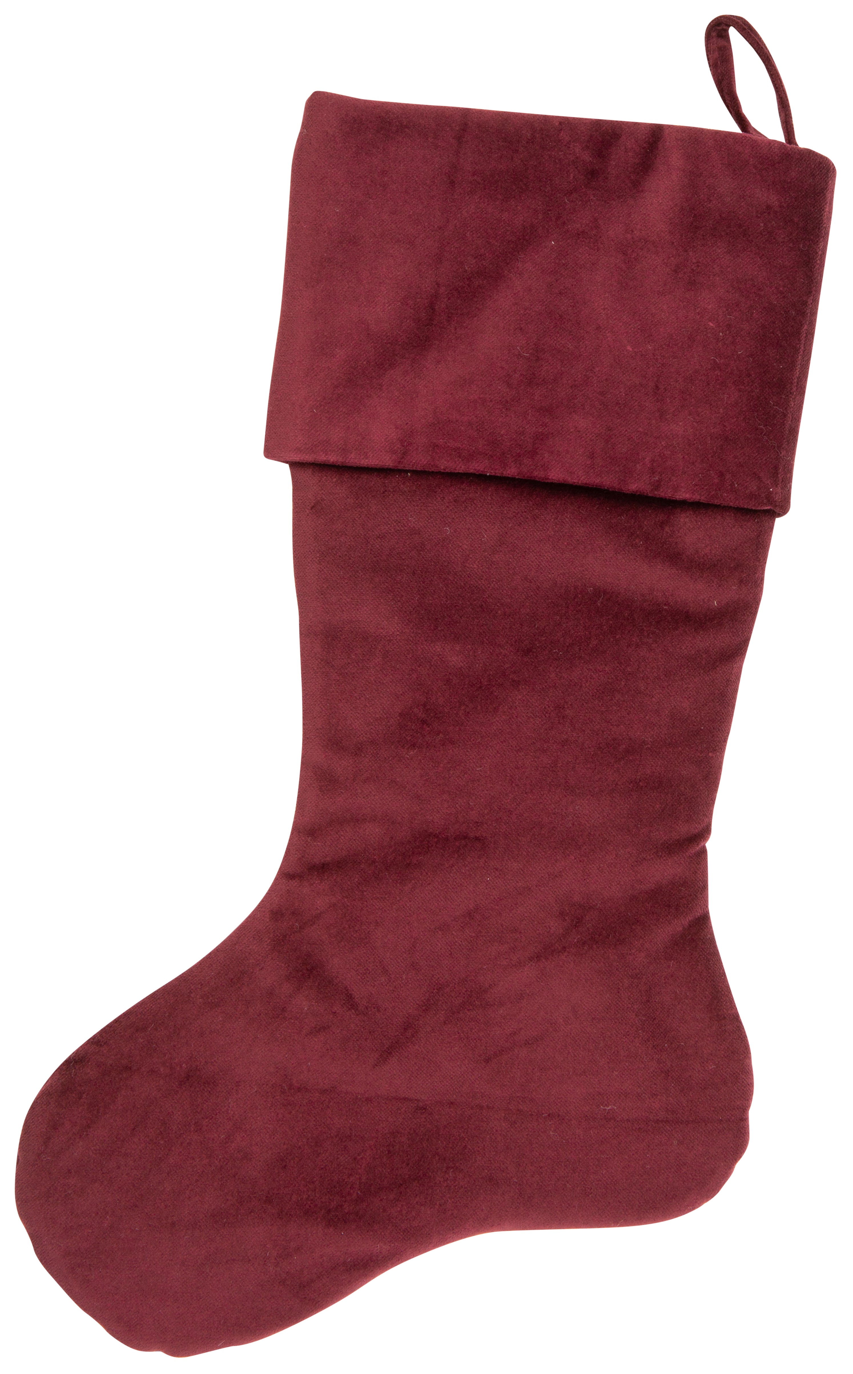 Burgandy Velvet Stocking With Cuff