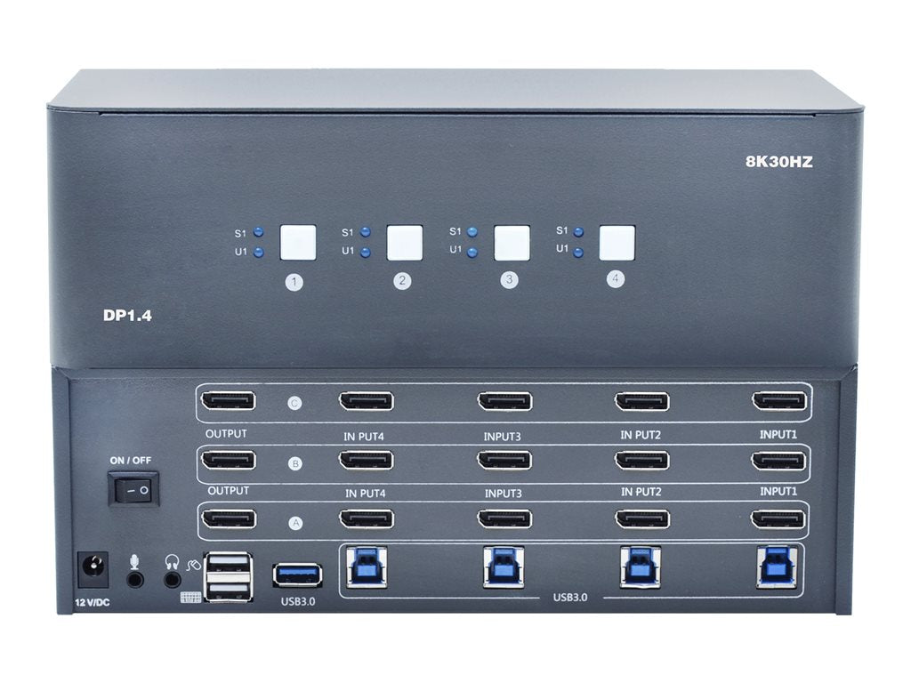 Bytecc KVM-DP4-3 - Video/audio switch - 8K, triple monitor - 3 x KVM / audio - 1 local user - desktop