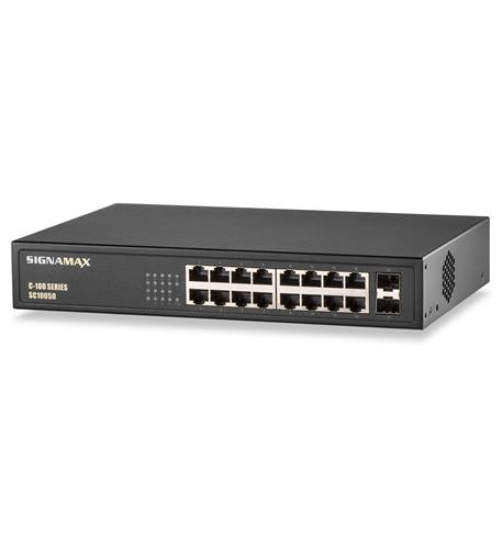 C-100 16 Port Gigabit PoE+ Switch 2 SFP SIG-FO-SC10050