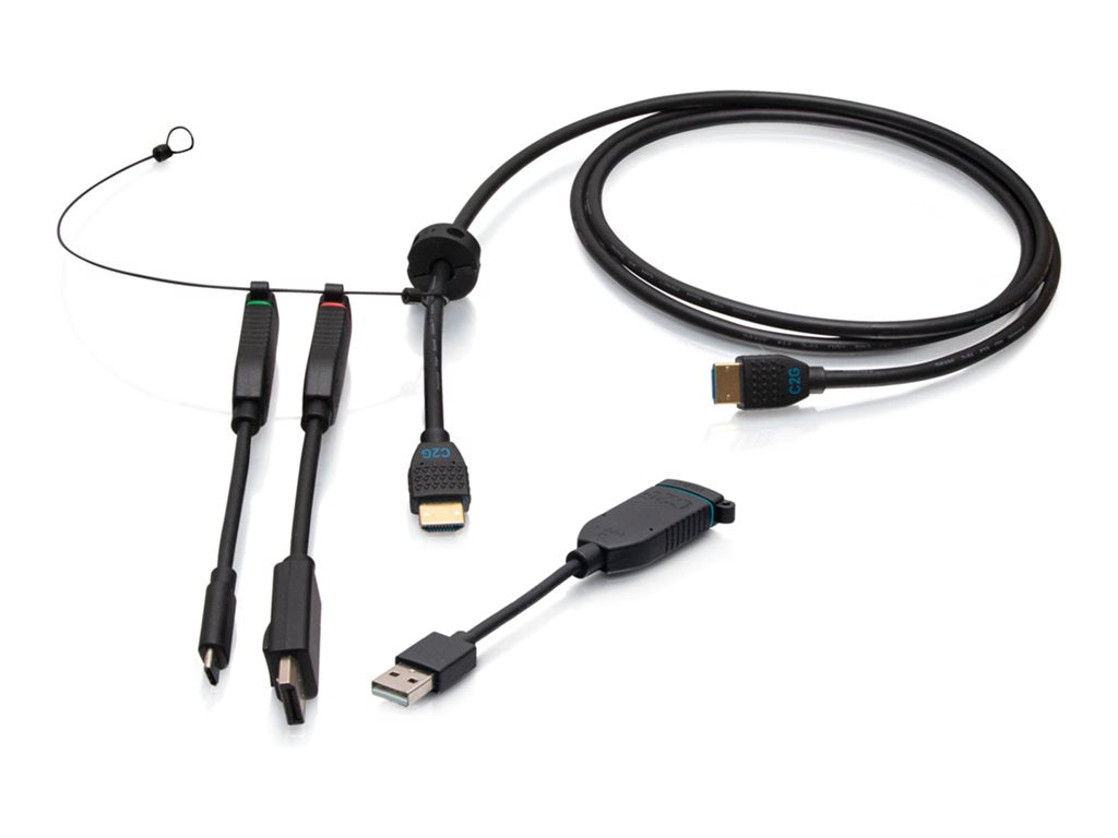 C2G 6ft (1.8m) 4K HDMI Premium Cable and Universal Dongle Adapter Ring with Color Coded HDMI to DisplayPort, HDMI to USB-C, and C2G4200586