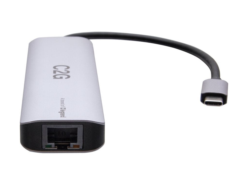 C2G USB-C to HDMI, USB-A, SD Card Reader, Ethernet, and USB-C Mini Docking Station - 4K 60Hz-Gray - Docking station - USB-C - C2G58888