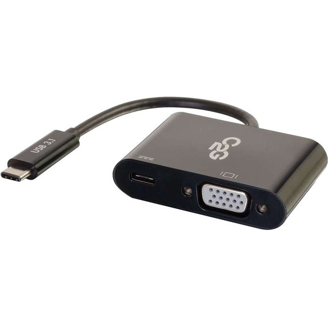 C2G Usb-C To Vga Video Adapter Converter With Power Delivery - Black - Usb To Vg