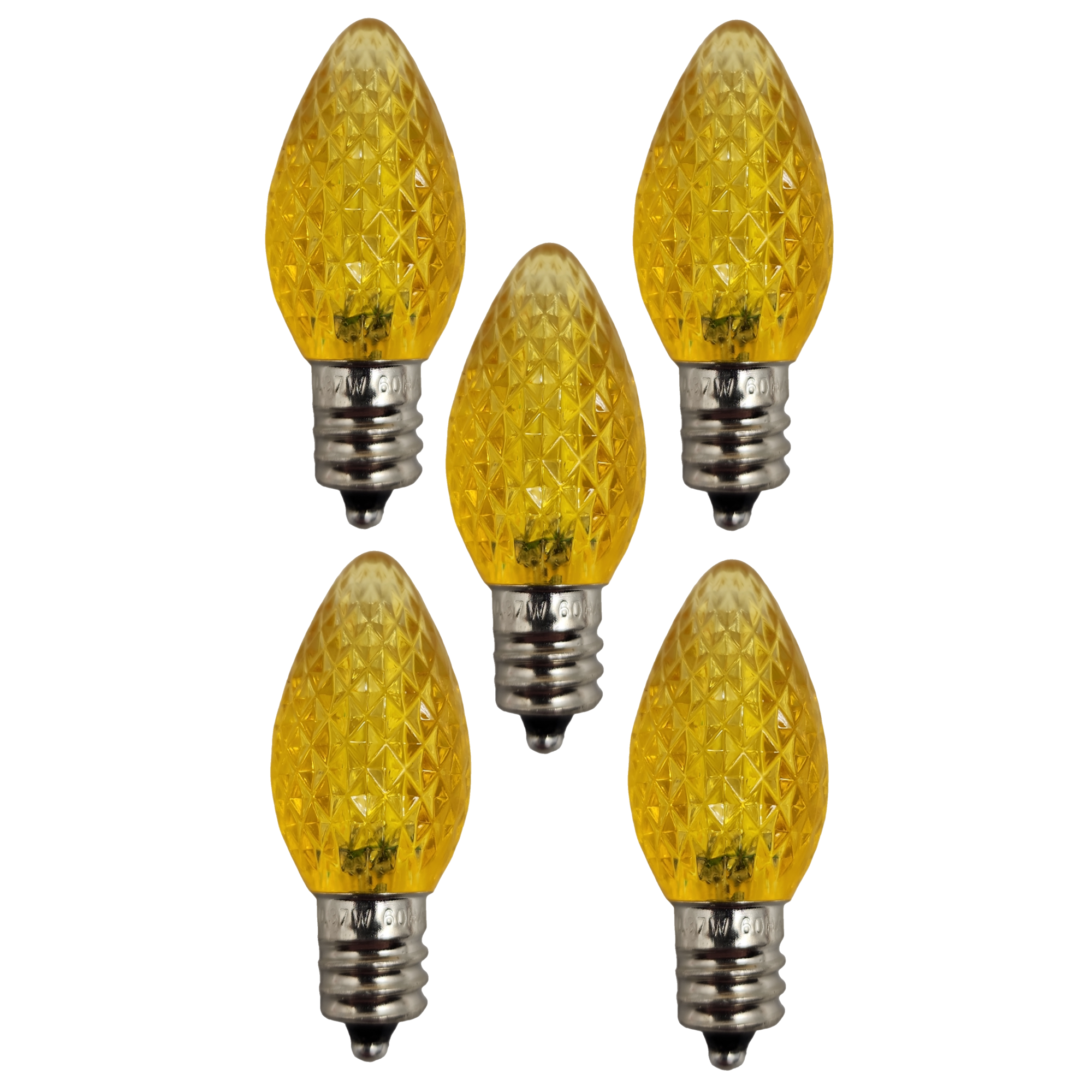 C7 Faceted Led Bulb - 5 Piece - Yellow