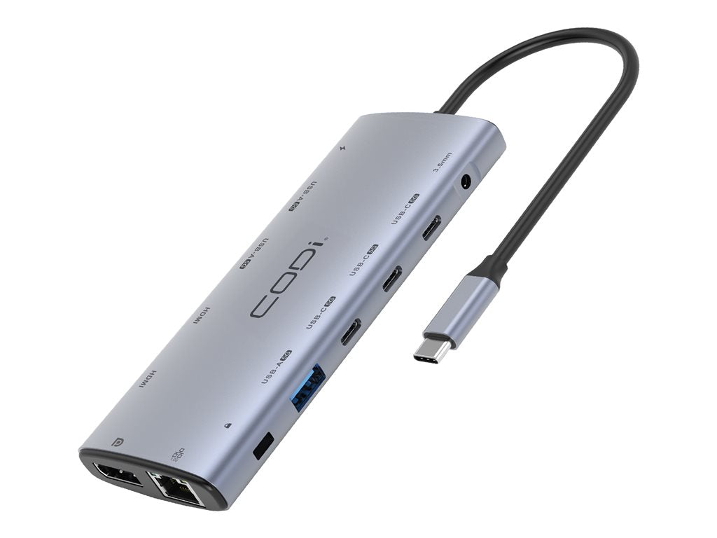 CODi 12-in-1 Multi-Port - Docking station - USB-C - 2 x HDMI, DP - 1GbE