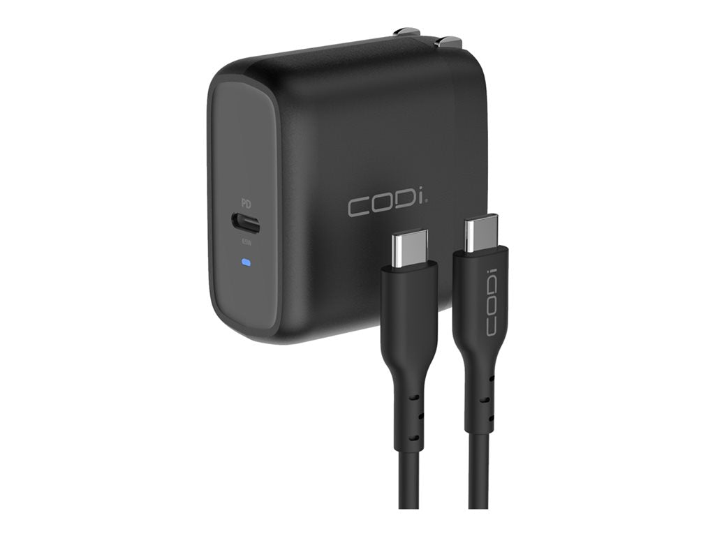 CODi - Power adapter - GaN - 65 Watt - 4 A - PD/PPS (24 pin USB-C) - black