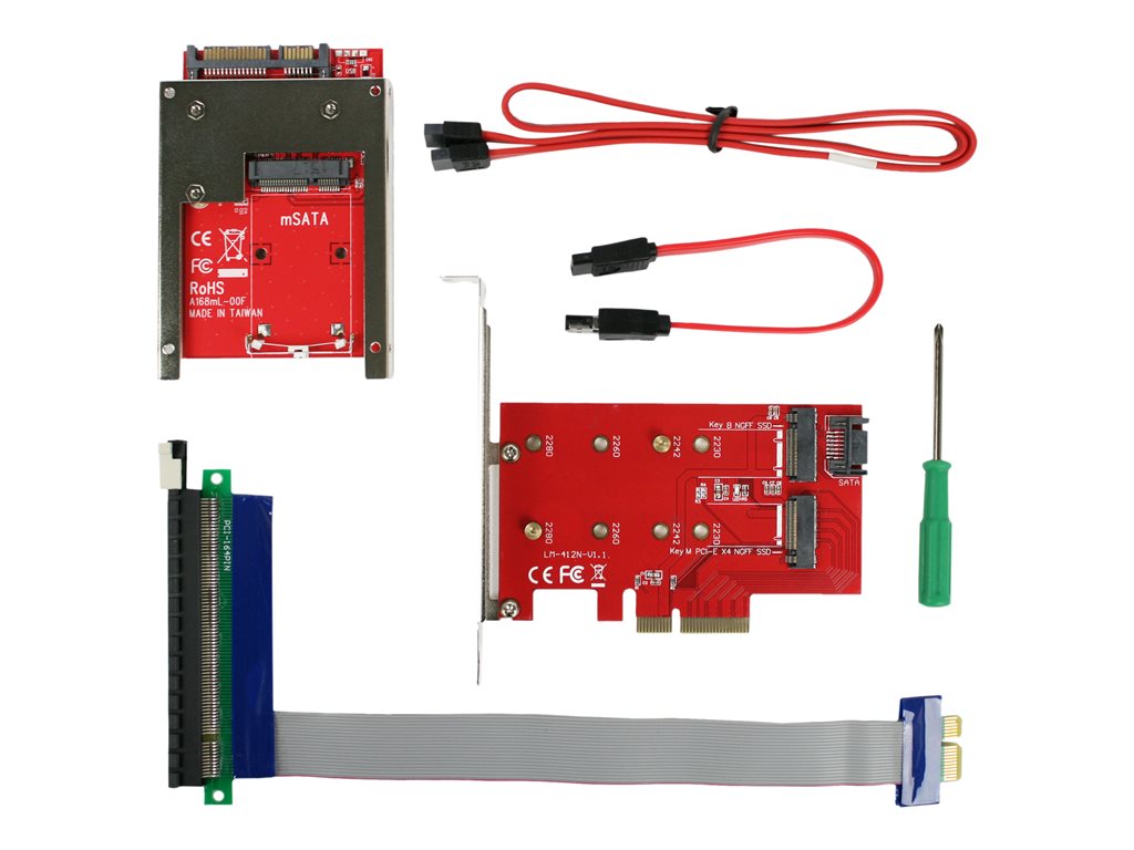 CRU Ditto - PCIe x16 to x1 extension/adapter cable, PCIe host card with 2x M.2 slots and a SATA connector, eSATA-M to SATA-M 30090-0000-0001