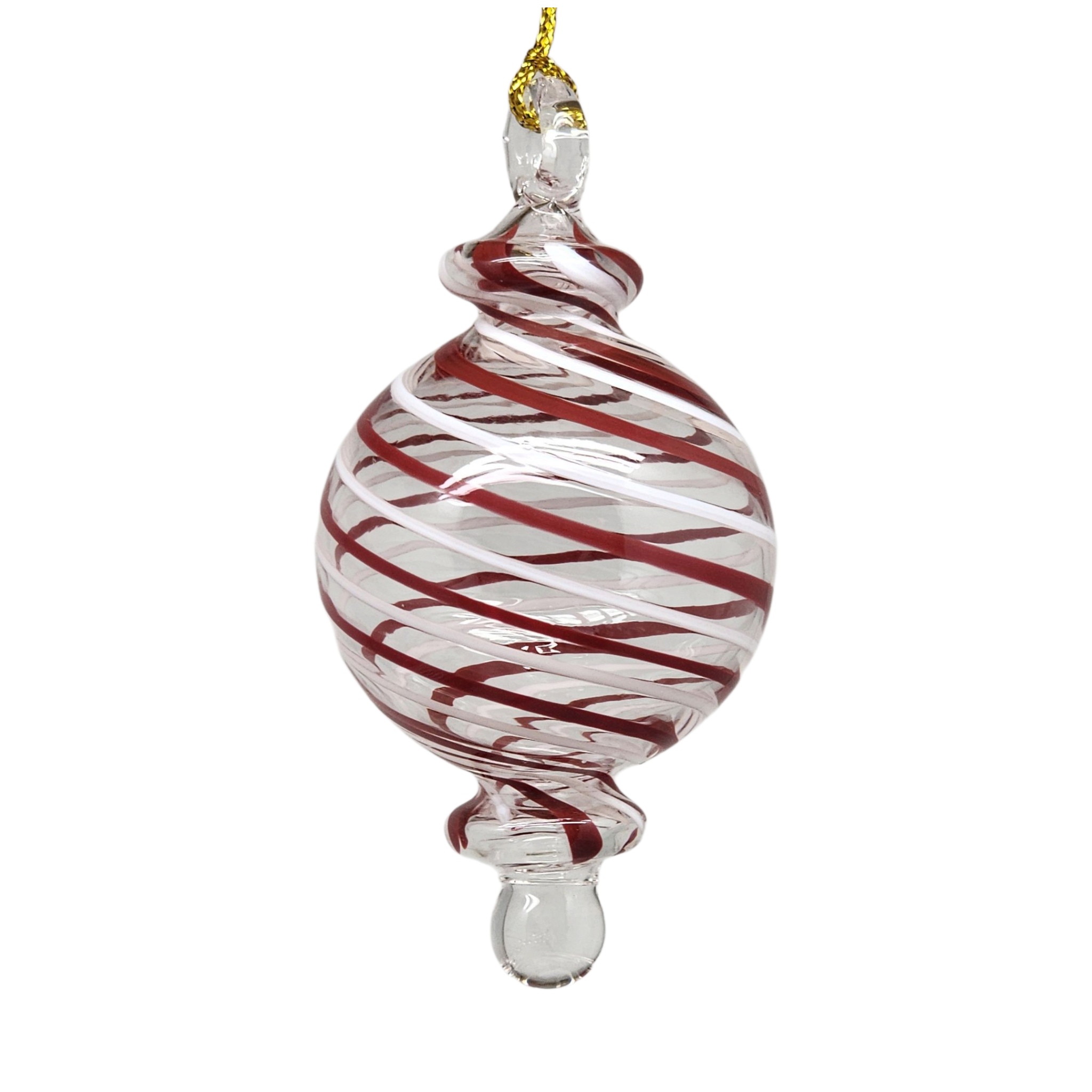 Candy Cane Stripe Blown Glass Ornament - Ball