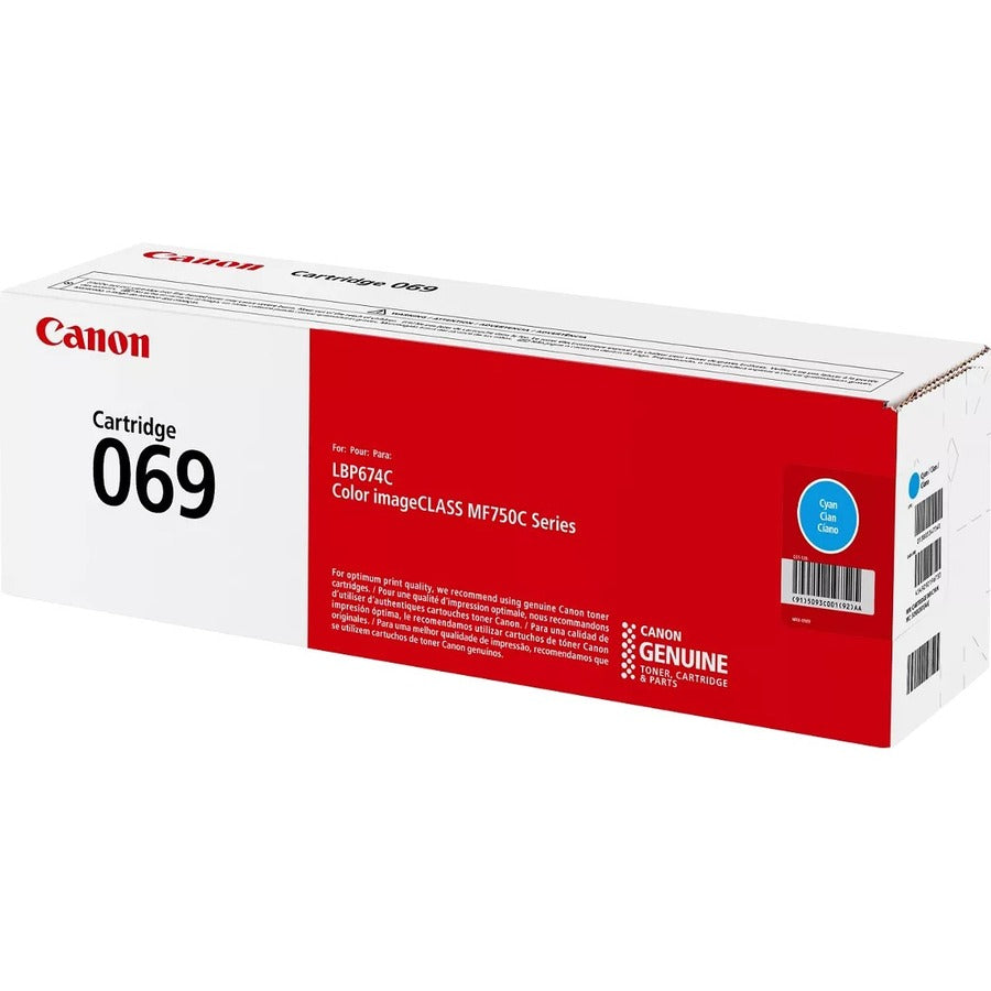 Canon 069 Original Standard Yield Laser Toner Cartridge - Cyan - 1 Pack - 1900 Pages