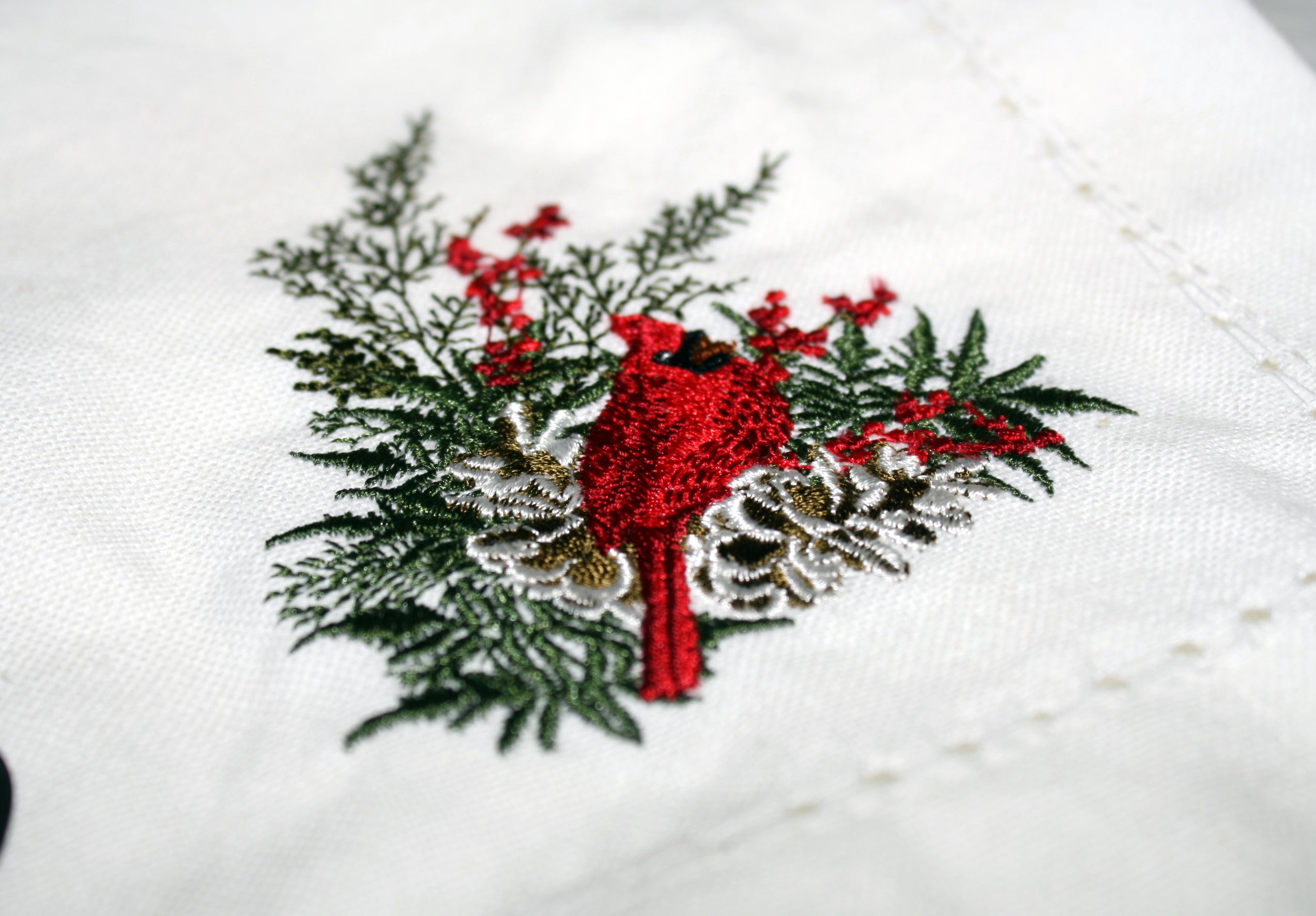 Cardinal Embroidered Cloth Napkin