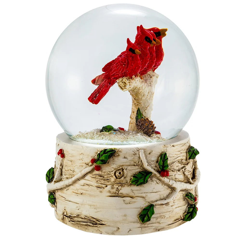 Cardinals With Tree Musical Water Globe - 100mm