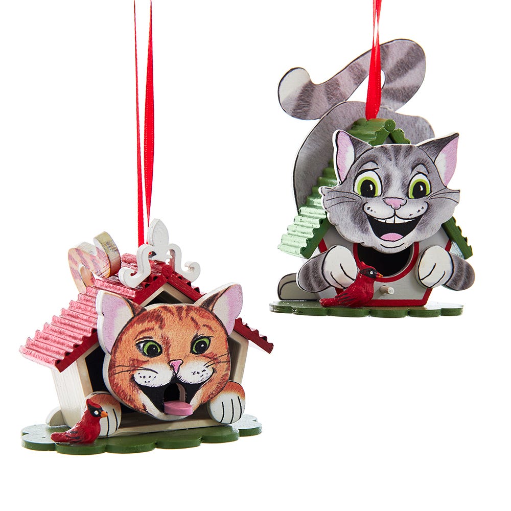 Cat Birdhouse Ornament - Tabby
