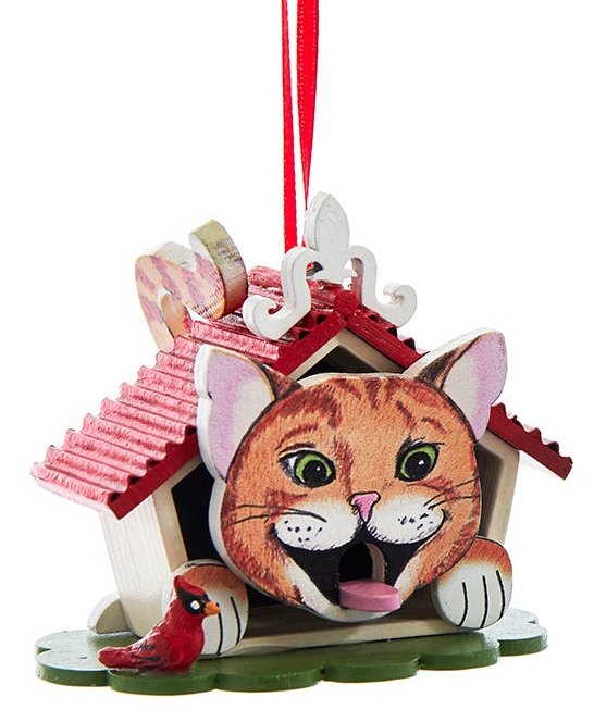 Cat Birdhouse Ornament - Tabby