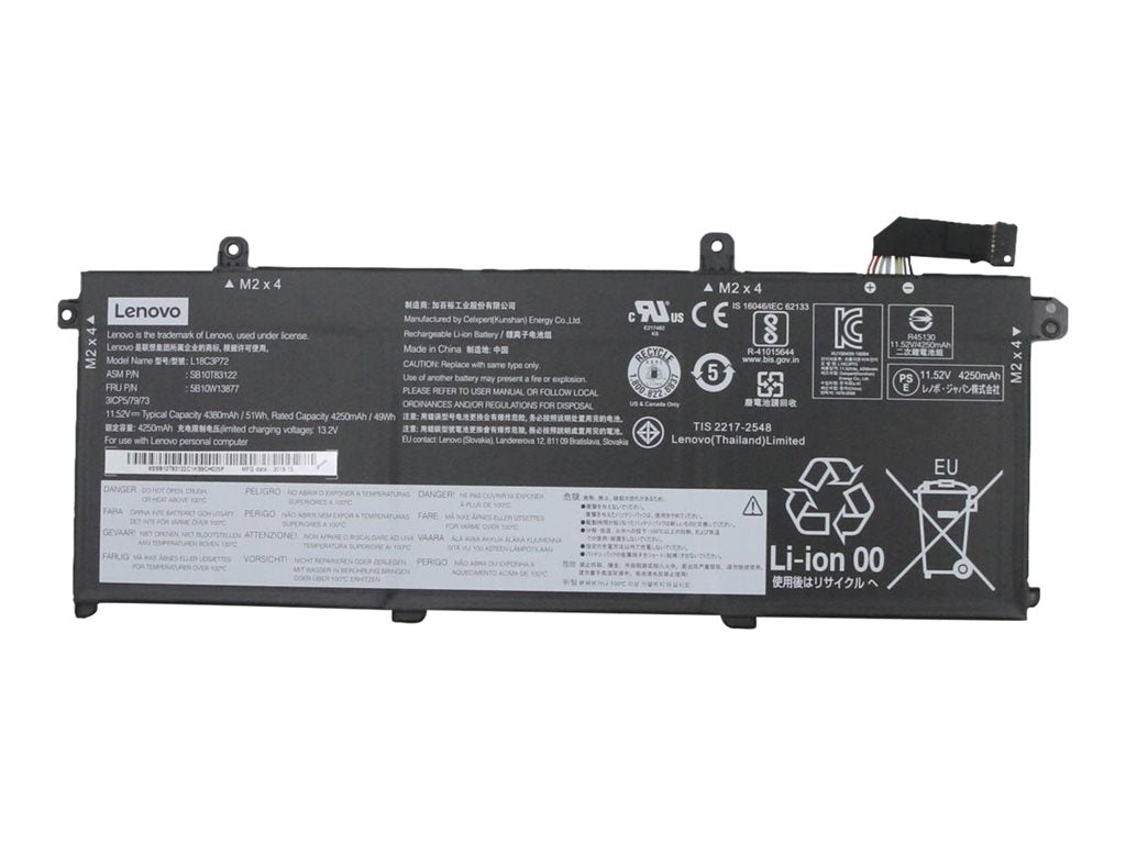 Celxpert L18C3P72 - Notebook battery - lithium ion - 3-cell - 4380 mAh - FRU - for ThinkPad P14s Gen 1; P43s; T14 Gen 1;