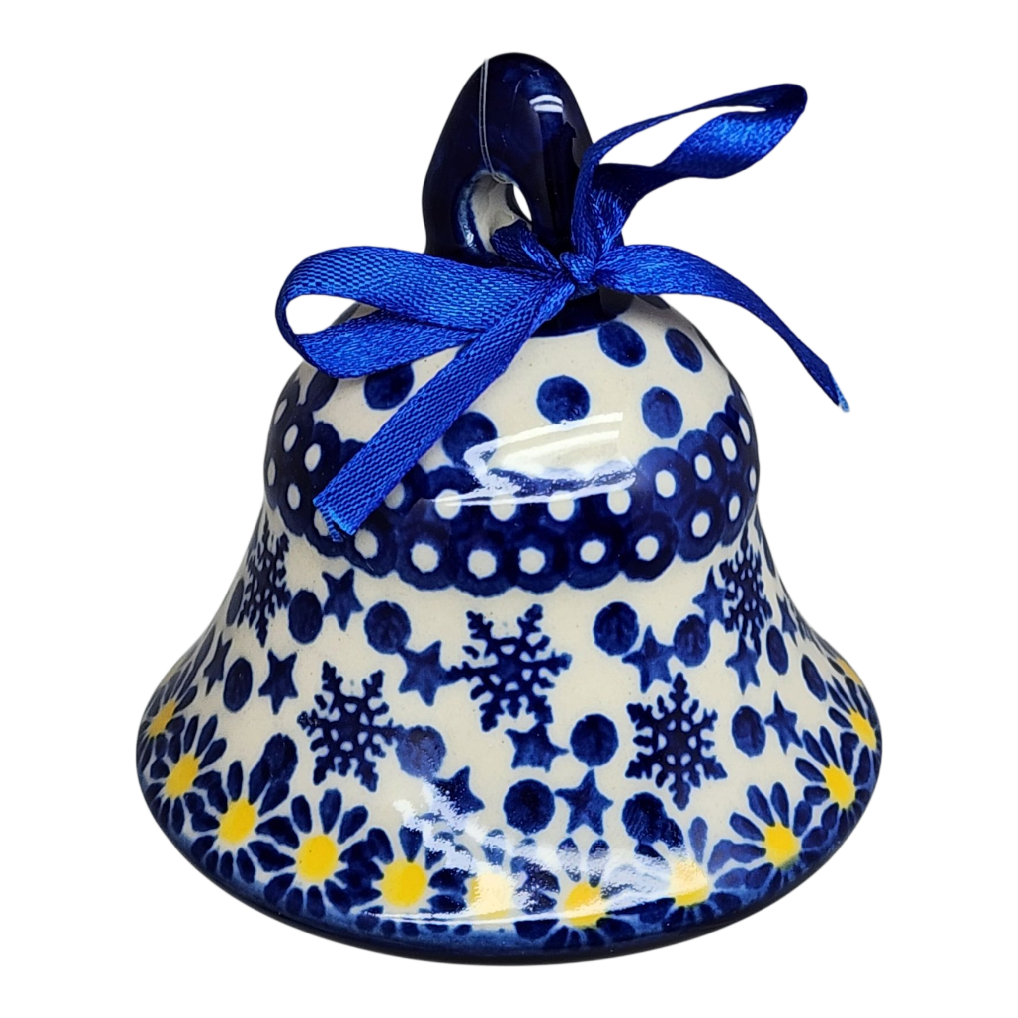 Ceramic Holiday Bell - Frosted Floral Pattern