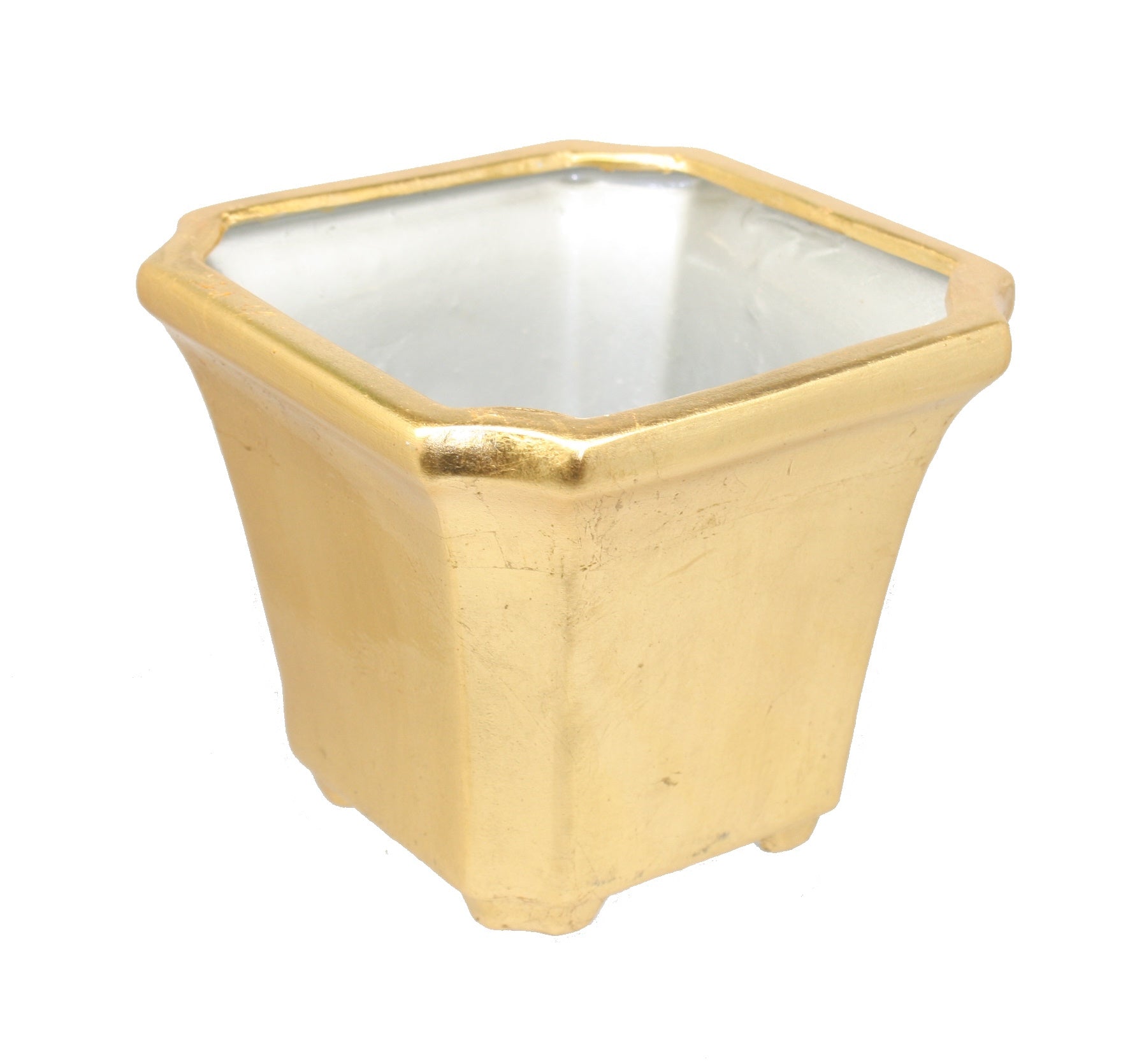 Ceramic Octangon Pot - Gold - 6 Inch