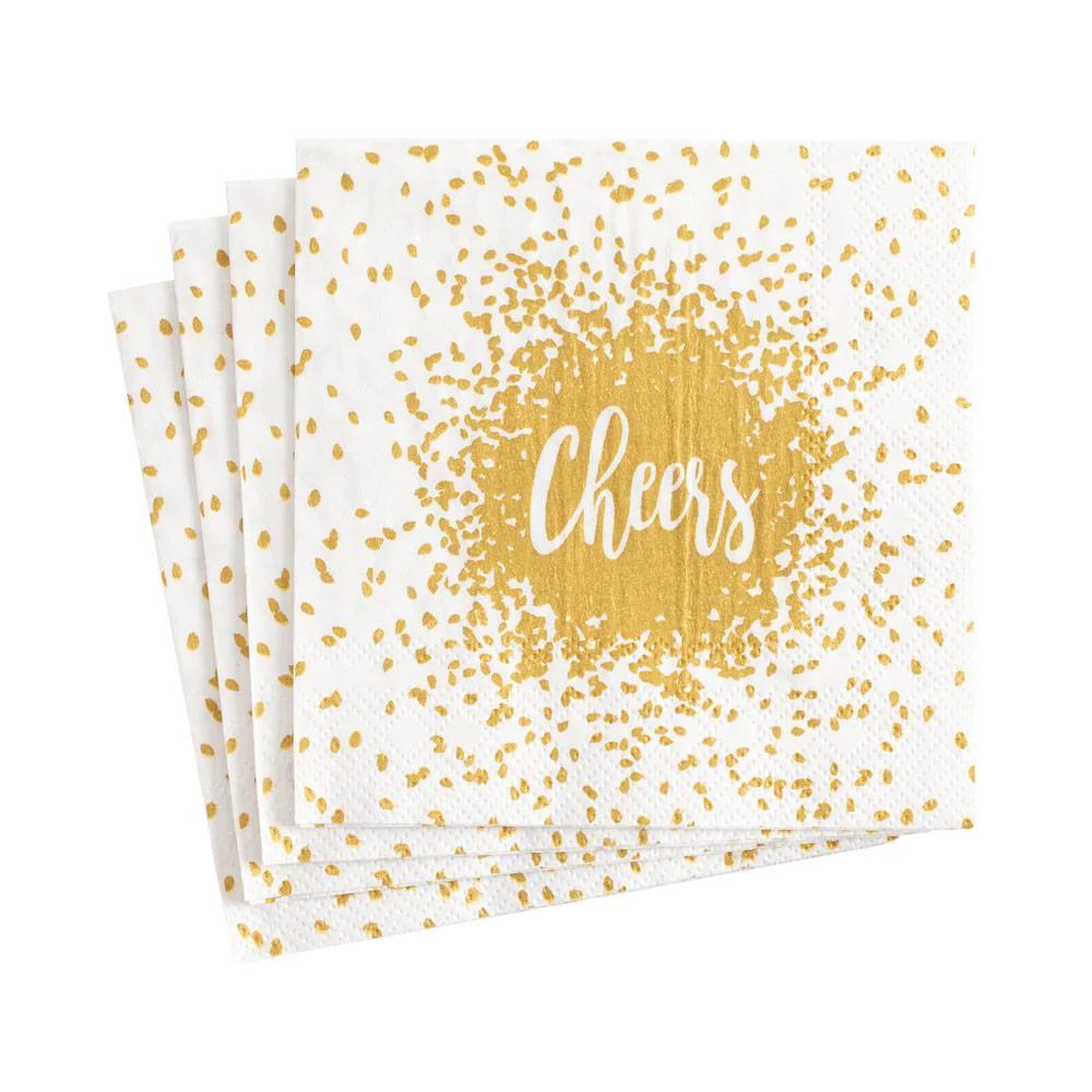 Cheers Paper Cocktail Napkins in Gold