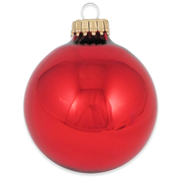 Christmas By Krebs 2 5/8 Glass Balls - Gold Caps - Christmas Red - 8 Pack
