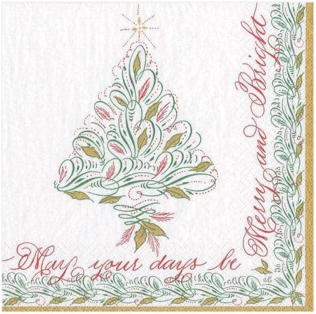 Christmas Calligraphy Paper Cocktail Napkins