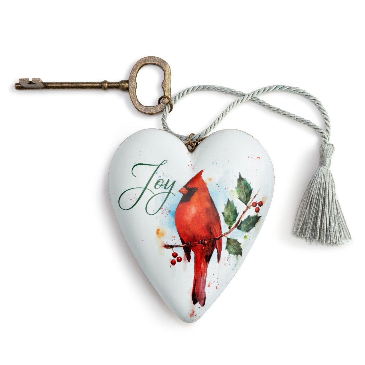 Christmas Cardinal Joy Art Heart Sculpture