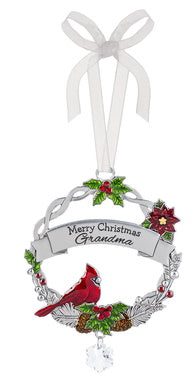 Christmas Cardinal Ornament - Merry Christmas Grandma