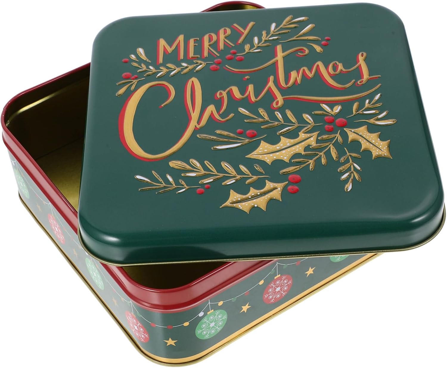 Christmas Embossed Square Cookie Tin - Merry Christmas