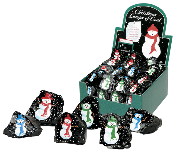 Christmas Lumps of Coal - Painted with Snowmen