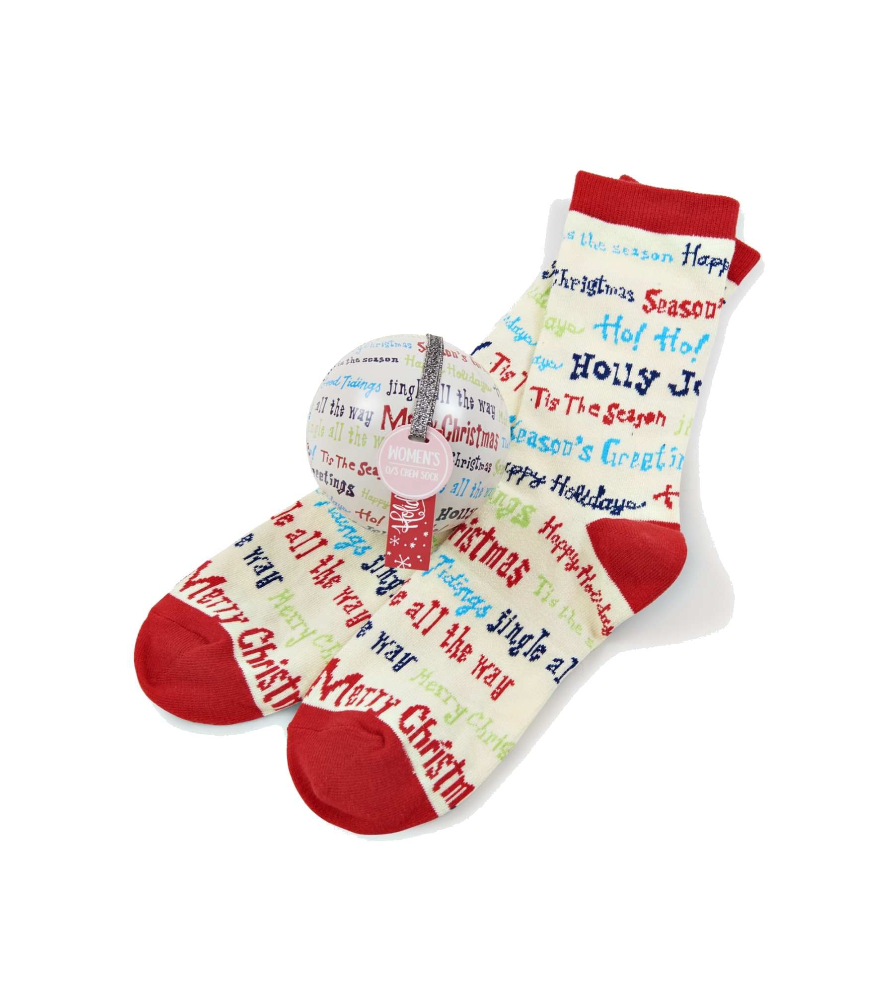Christmas Sayings Women's Socks in Ornament Ball