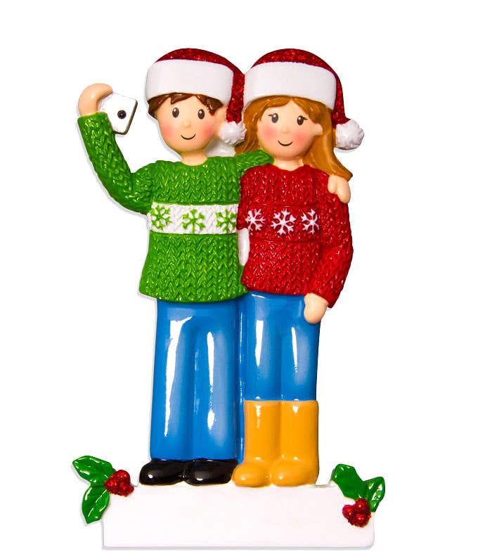 Christmas Sweater Couple Selfie Ornament