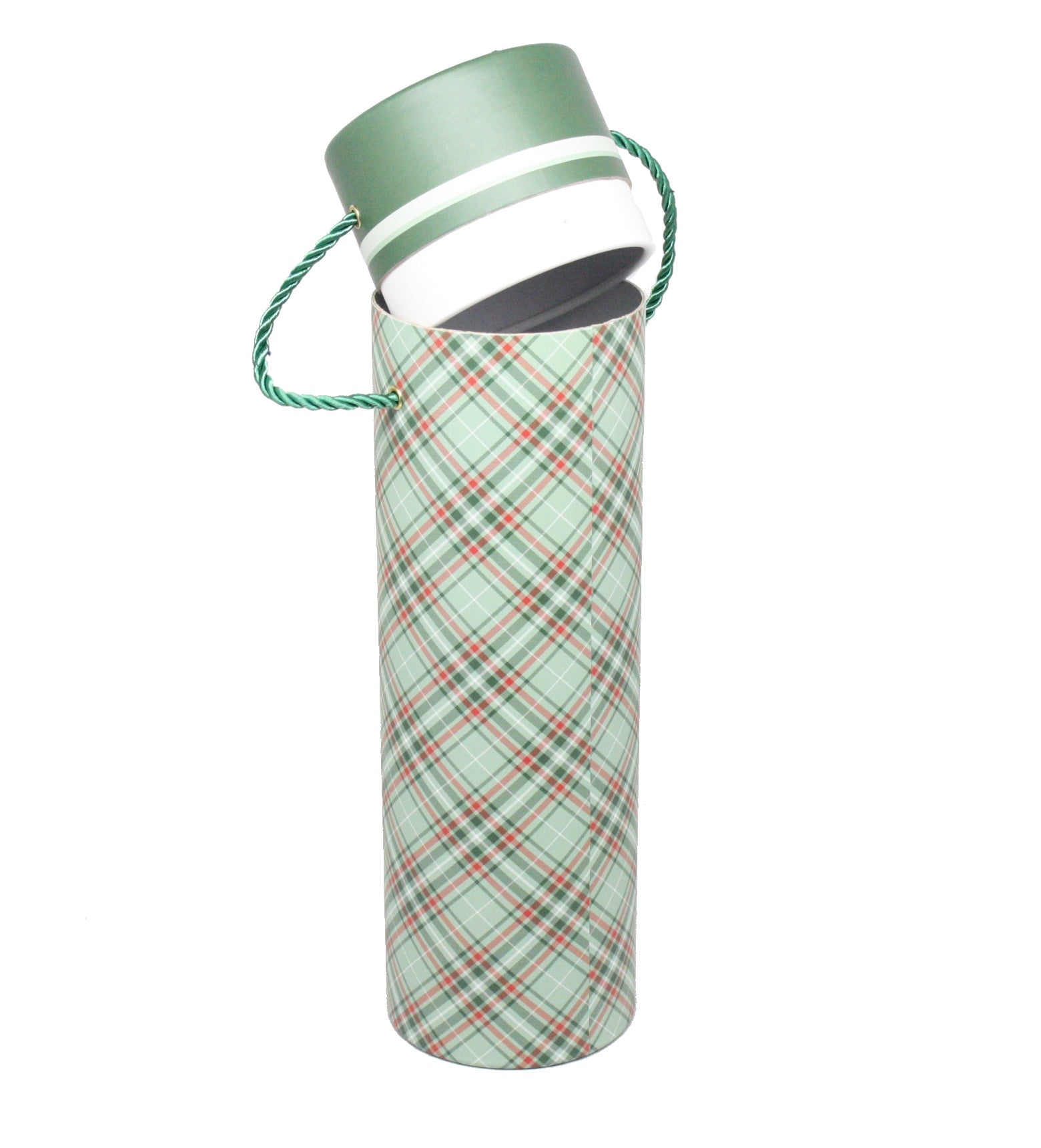 Christmas Wine Box Tube - Be Merry Plaid