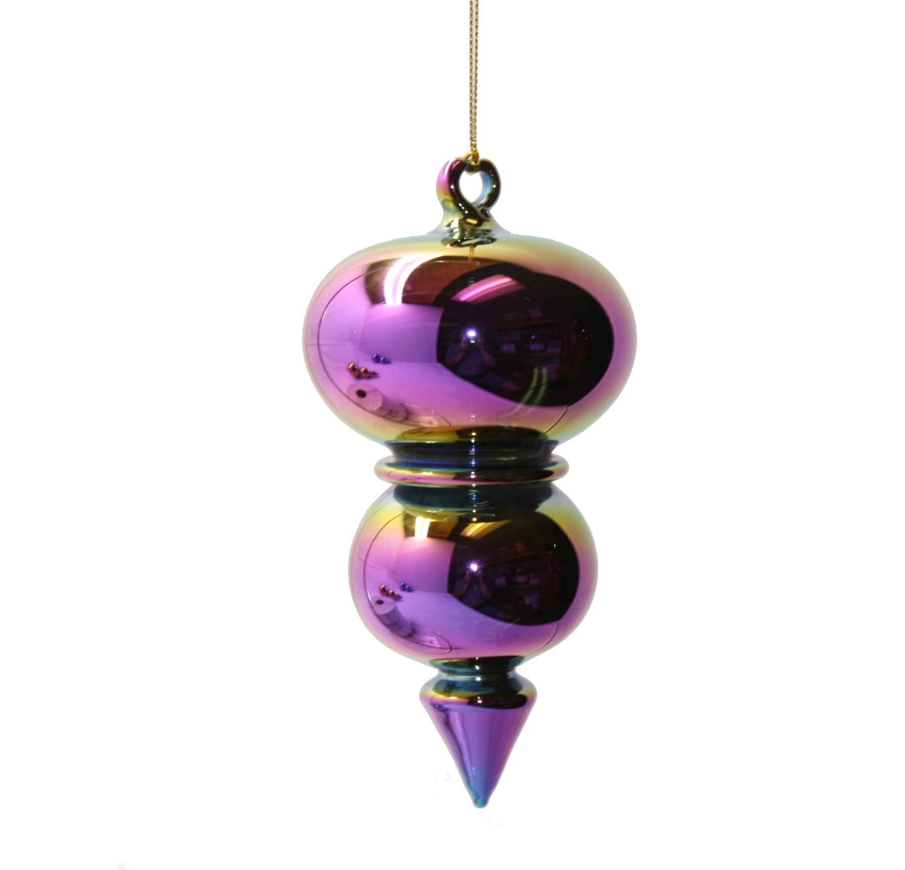 Chromatic Egyptian Glass Double Torus with Spire Ornament