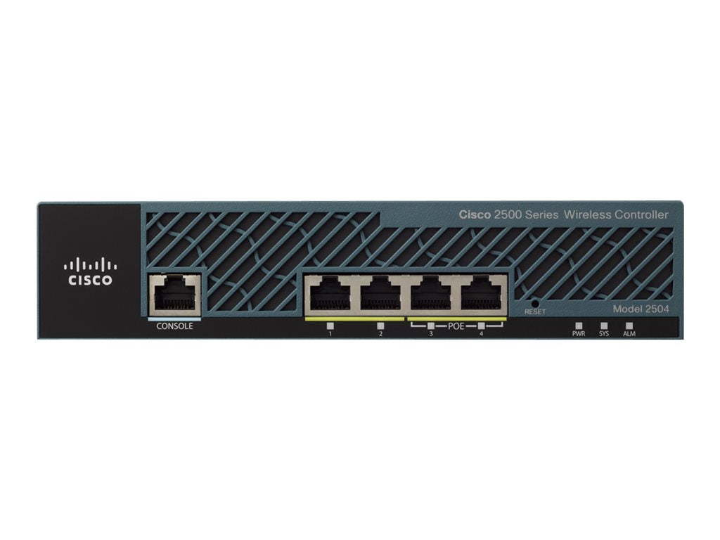 Cisco 2504 Wireless Controller - Network management device - 4 ports - 5 access points - GigE - 1U - with 5 x Cisco