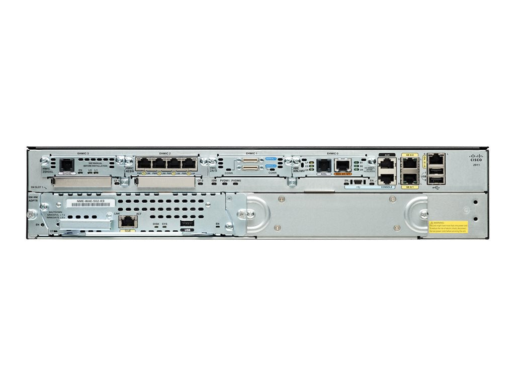 Cisco 2911 Voice Bundle - Router - voice / fax module 1GbE - WAN ports: 3 - - rack-mountable, wall-mountable -
