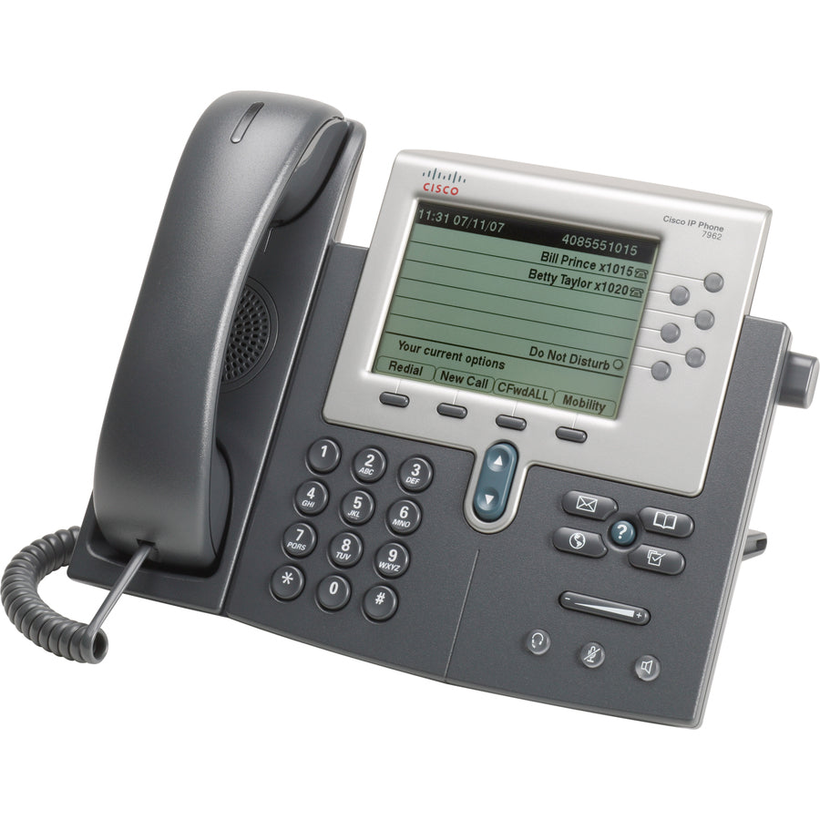 Cisco Unified 7962G IP Phone - Refurbished - Wall Mountable, Desktop - Dark Gray, Silver CP-7962G-RF