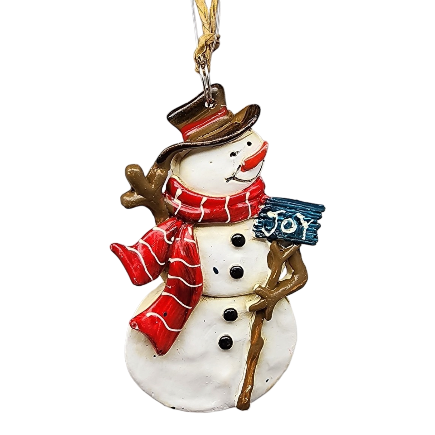 Clay-Style Snowman Ornament - Joy Sign