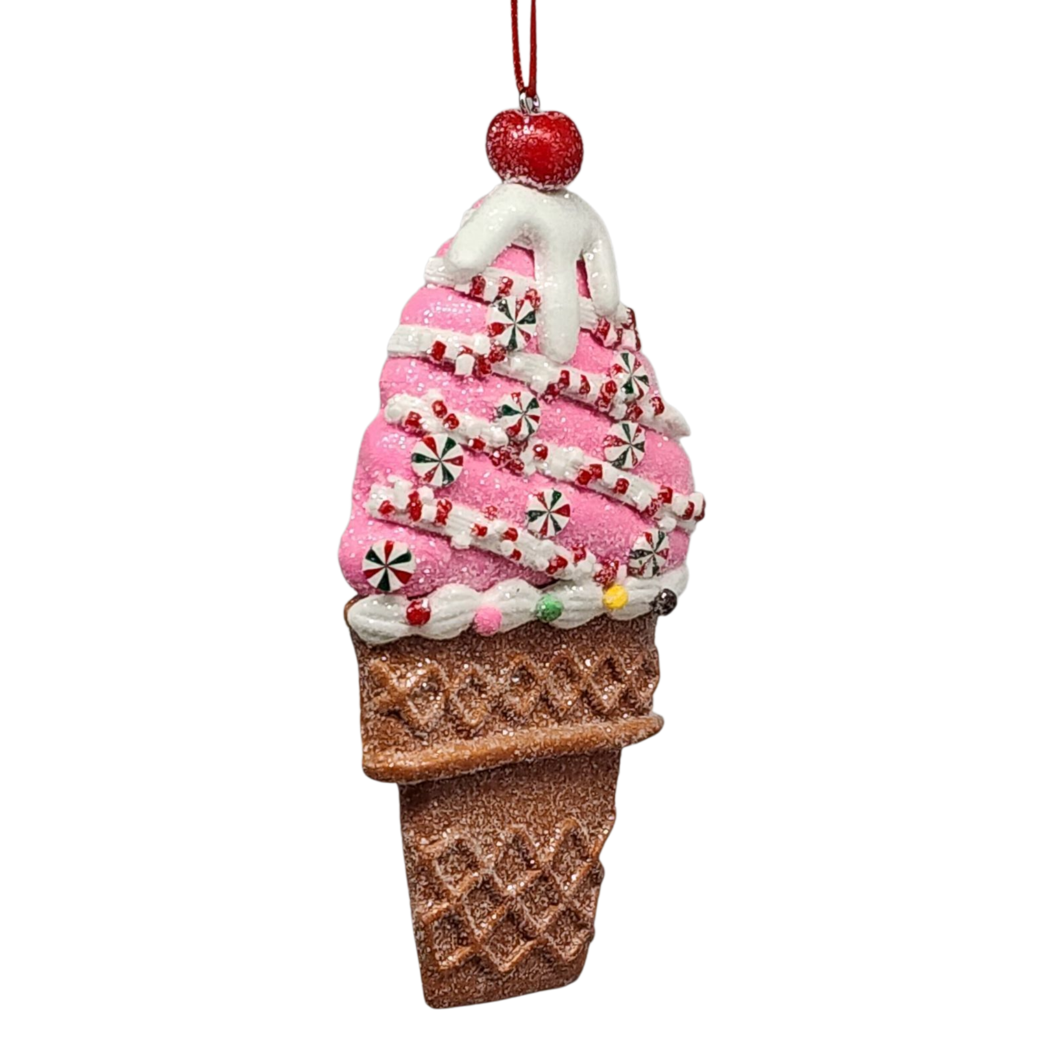 Claydough Ice Cream Ornament - Strawberry
