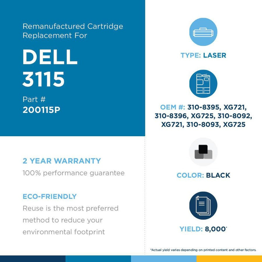Clover Technologies High Yield Laser Toner Cartridge - Alternative for Dell 310-8092, 310-8395, 310-8093, 310-8396, XG721, XG725 - Black - 1 Pack 200115P