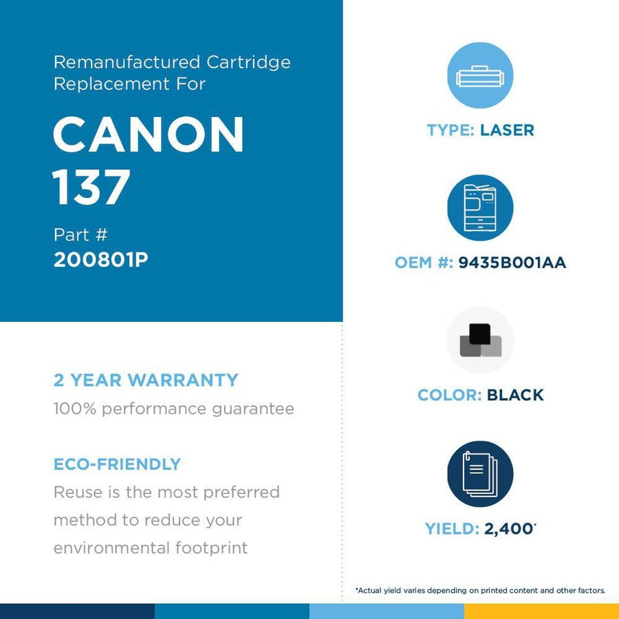Clover Technologies Laser Toner Cartridge - Alternative for Canon 137 (9435B001AA) - Black - 1 Pack 200801P