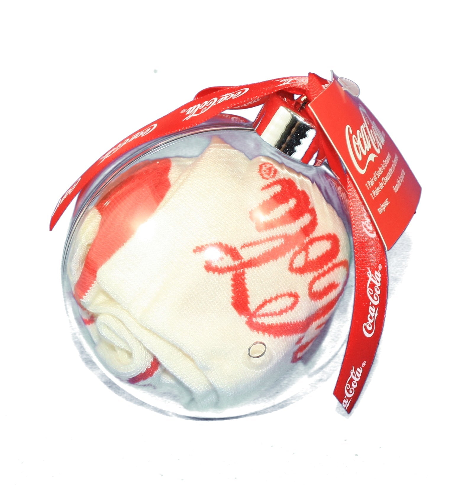 Coca-Cola Socks In Acrylic Ball - White