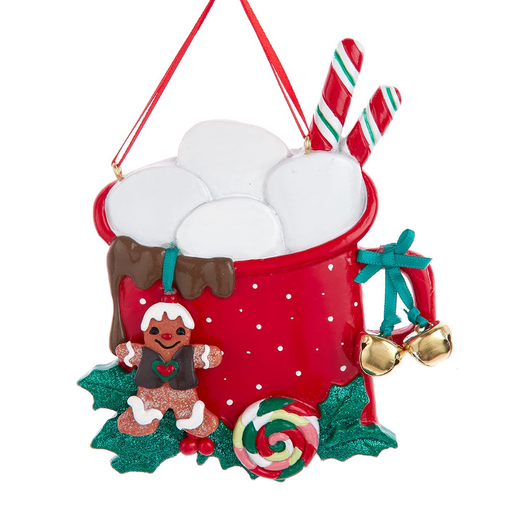 Cocoa Mug With Marshmallows Ornament - Family of 4